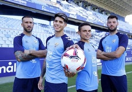 Dioni, Antoñito Cordero, Sangali y Baturina posan para SUR en La Rosaleda.