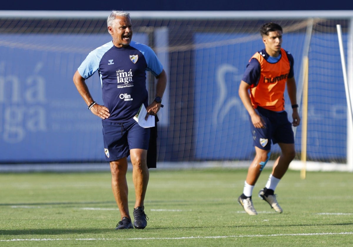 Sergio Pellicer, en un entrenamiento reciente del Málaga.