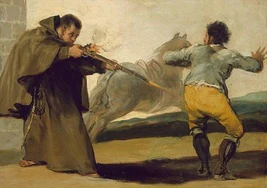 Fray Pedro de Zaldivia dispara contra un maragato por Francisco de Goya.