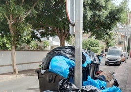 Basura acumulada en un contenedor en Benalmádena Costa.