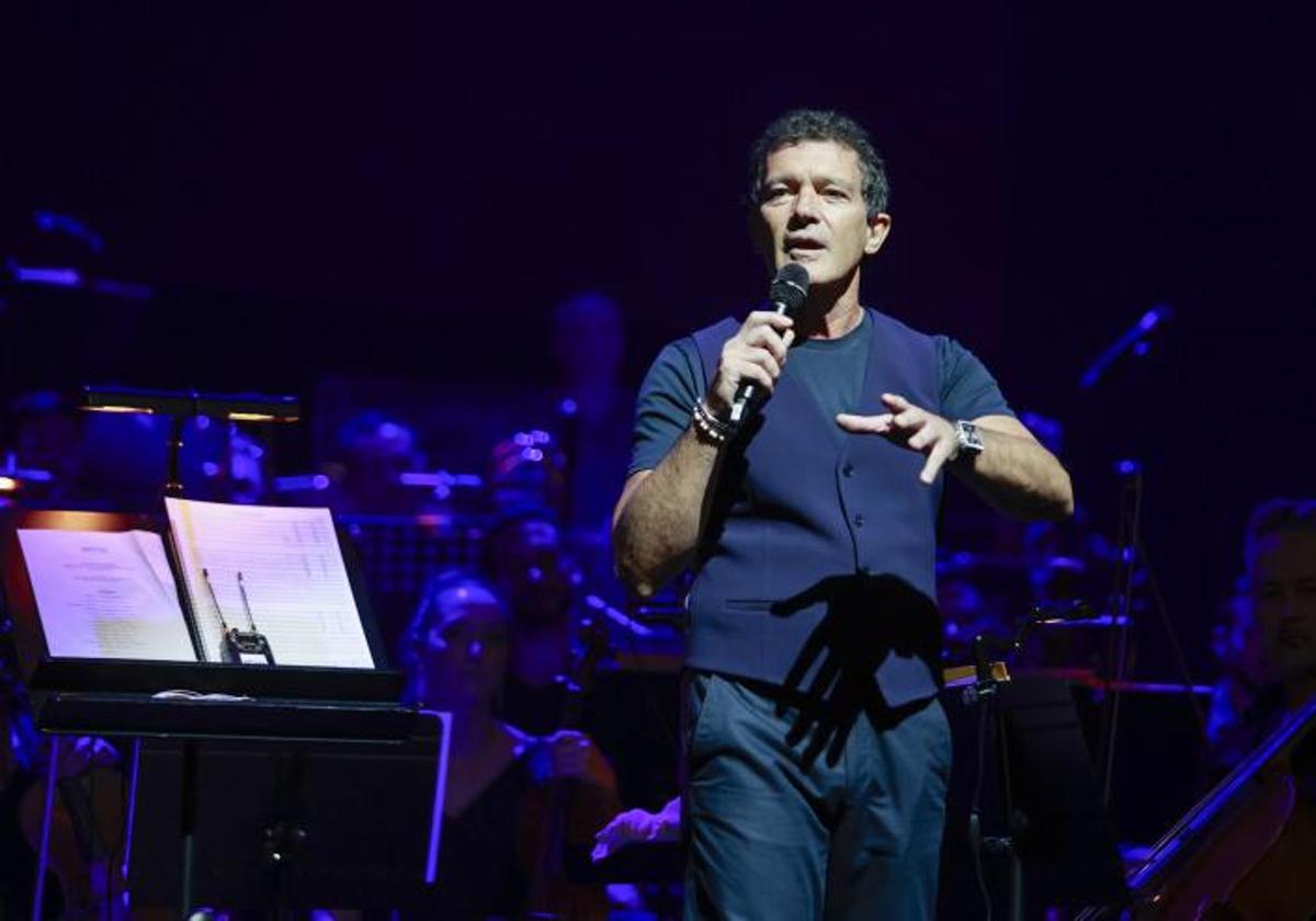 Antonio Banderas, antes del concierto en el que anunció el próximo musical del Soho, 'Gypsy'.