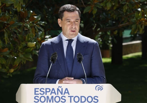 Juanma Moreno, durante su intervención.