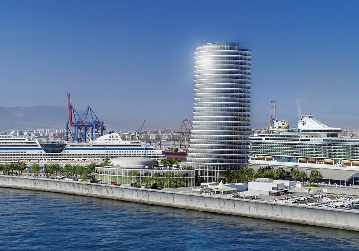 Último diseño conocido para la Torre del Puerto de Málaga, que hizo el Estudio Seguí.