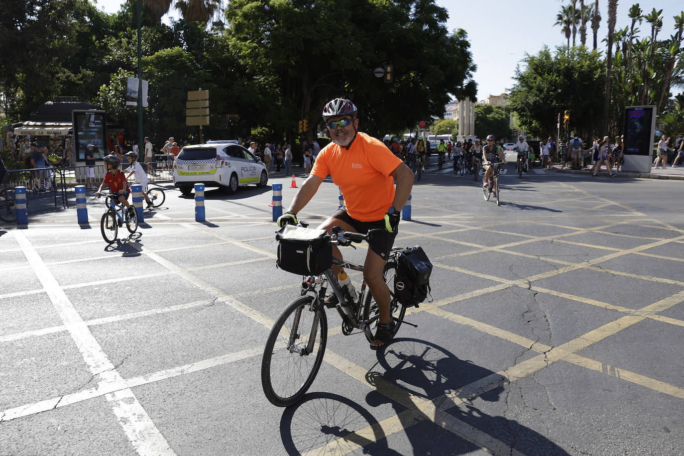 Bicicletada durante el Día Sin Coches en Málaga