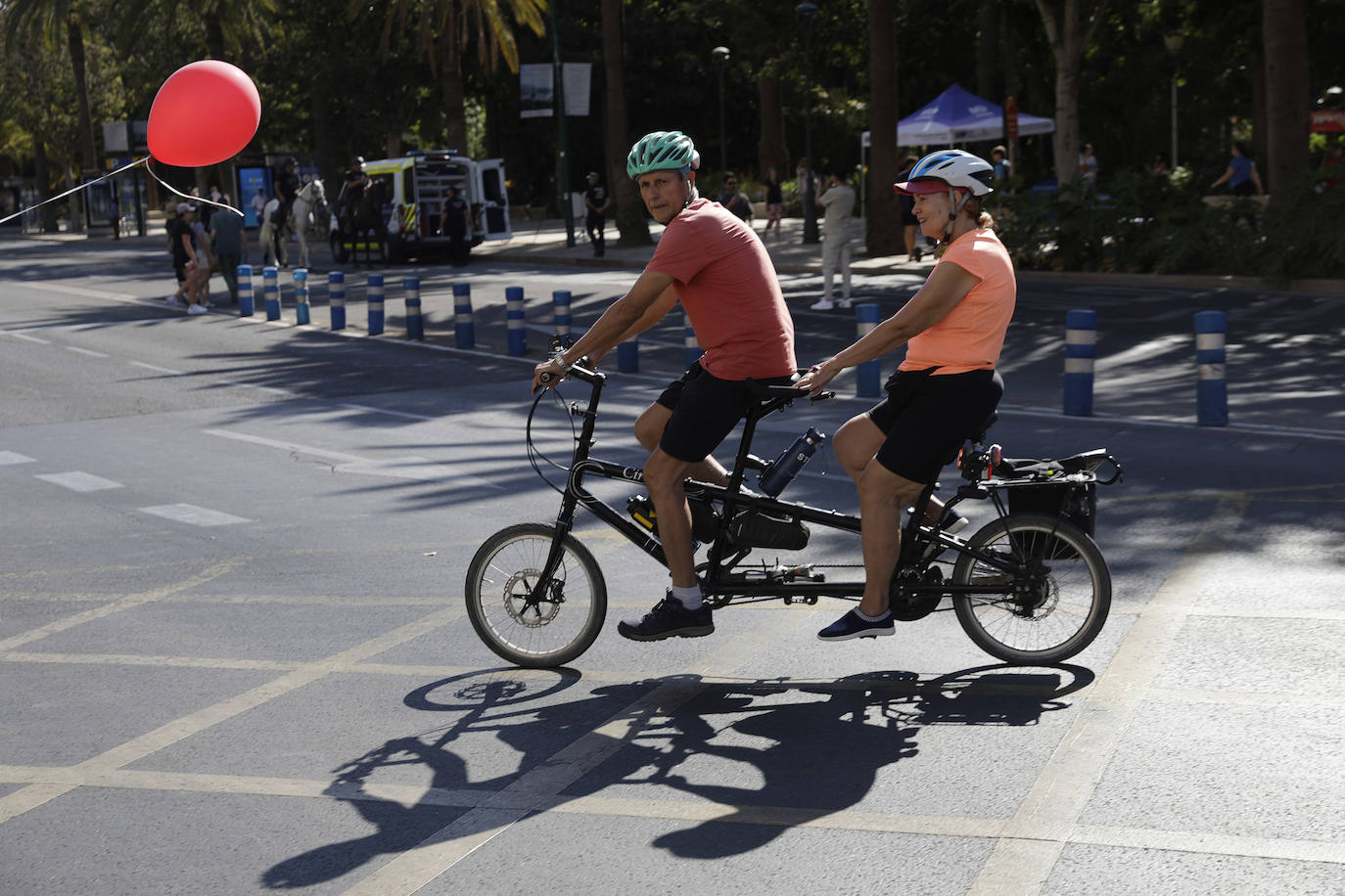 Bicicletada durante el Día Sin Coches en Málaga