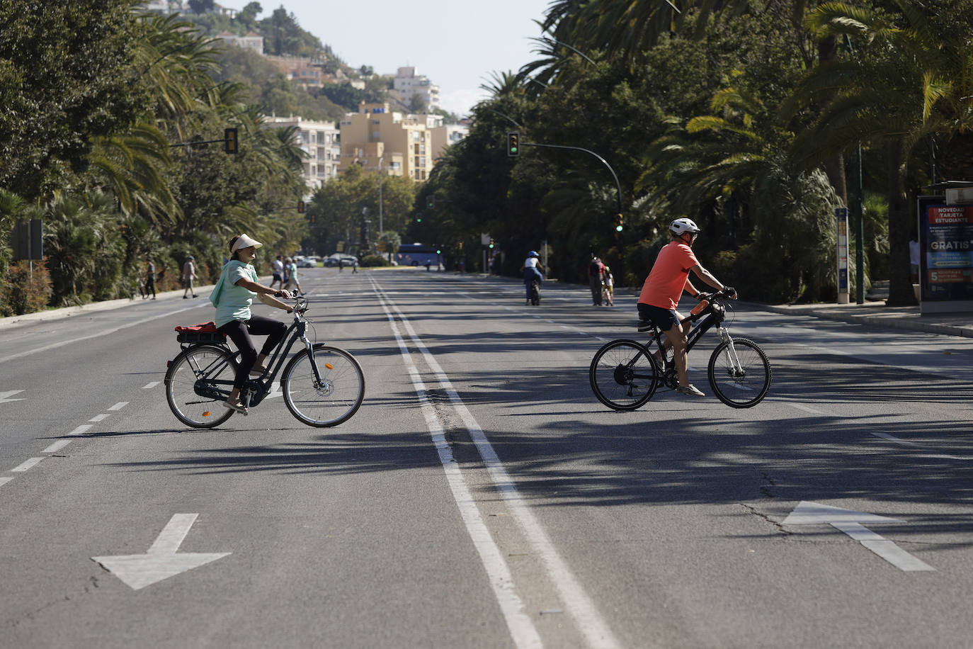 Bicicletada durante el Día Sin Coches en Málaga