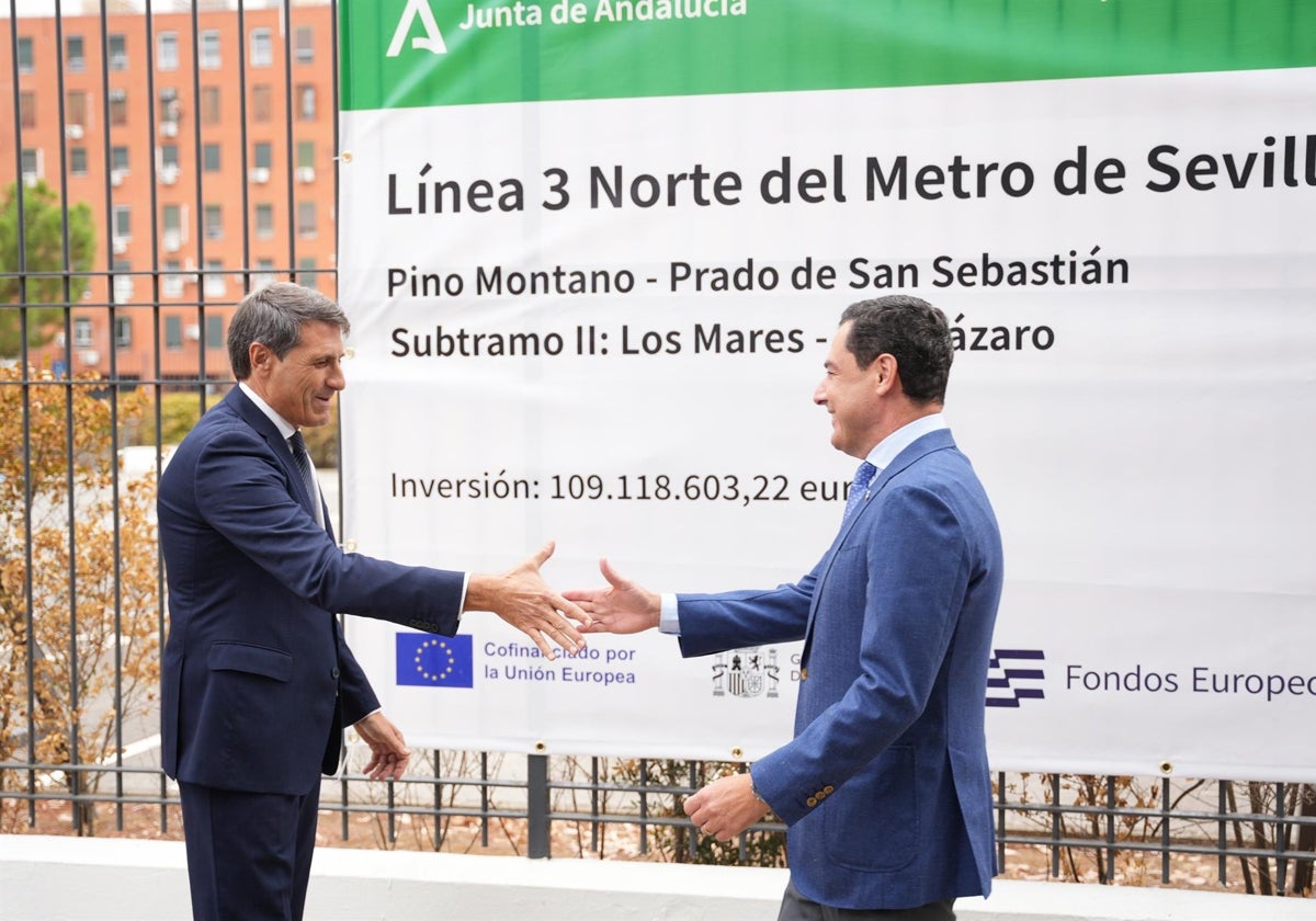 Juanma Moreno ve un «ejemplo de libro» de colaboración en el avance del Metro de Sevilla