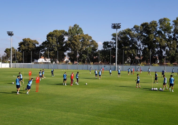 Los jugadores del Málaga se entrenan en las instalaciones de La Academia.