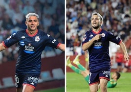 Yeremay Hernández y David Mella, celebrando goles del Deportivo este curso.