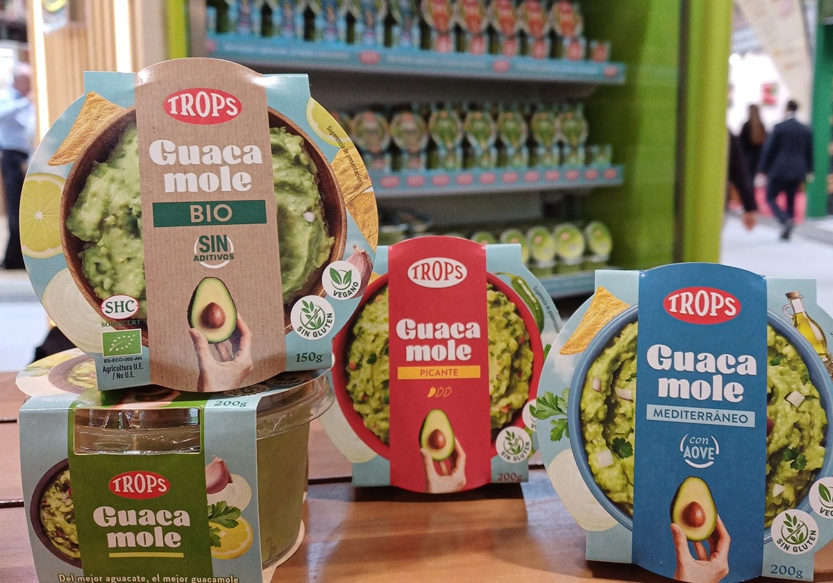 Imagen de los nuevos envases de guacamole lanzados por Trops en la feria madrileña.