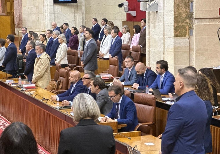 Los diputados de Vox permanecieron sentados mientras se guardaba el minuto de silencio.