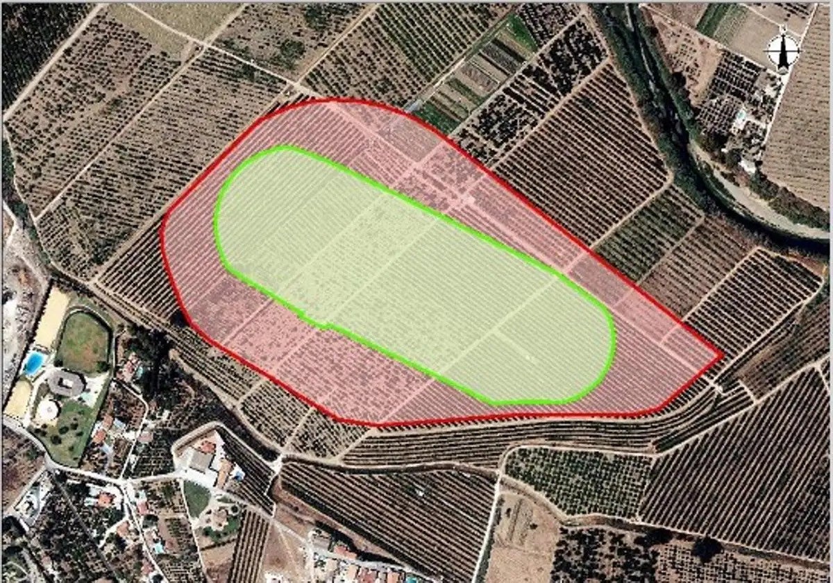 La Junta redujo la huella física de la planta en un 30%. La nueva superficie es la verde.