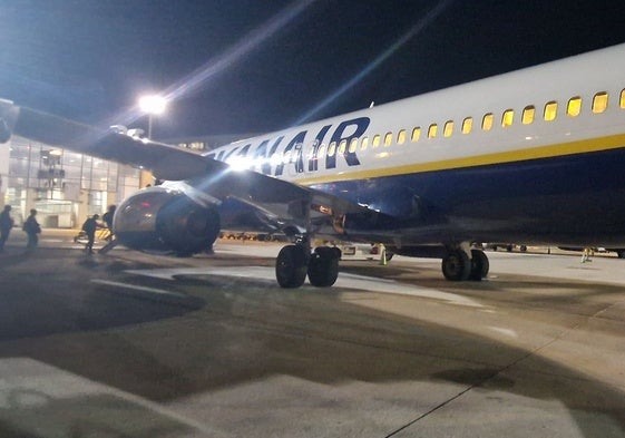 Vista de un avión de la compañía de bajo coste irlandesa en el aeropuerto de Málaga.