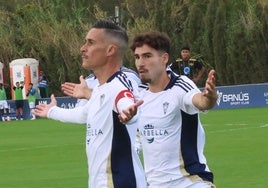 De esta forma celebró José Callejón el gol del triunfo del Marbella.