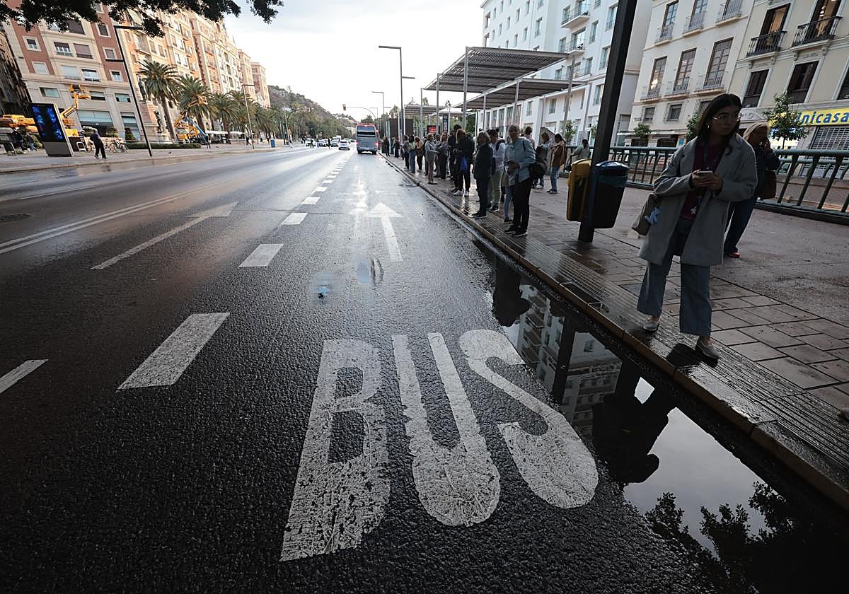 Primer día de huelga de autobuses en Málaga: colas, retrasos y resignación en los usuarios