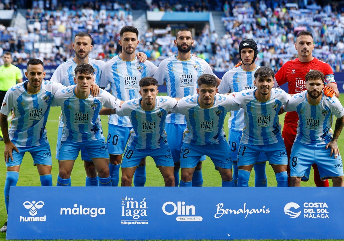 El once del Málaga frente al Eibar, del que salieron cinco de los siete malagueños que participaron en el partido.