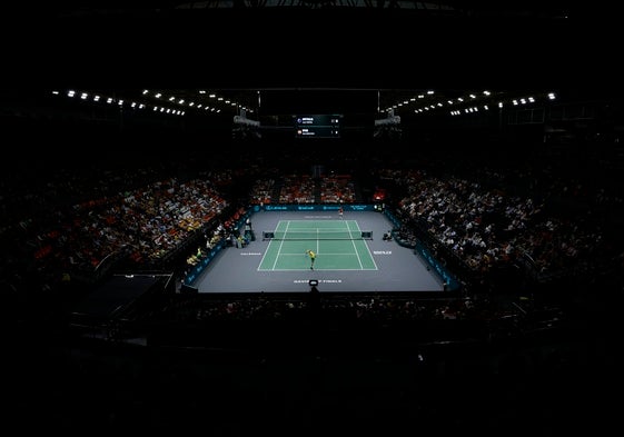 El partido entre Pablo Carreño y el tenista australiano Jordan Thompson, en la Copa Davis de 2023.