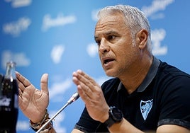 Sergio Pellicer, en la rueda de prensa de este jueves en La Rosaleda.