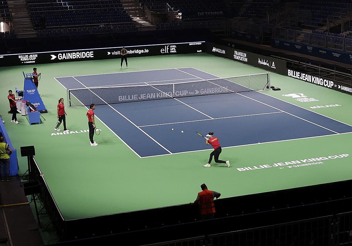 Las fotos de cómo queda la pista de tenis y el montaje para la Billie Jean King en Málaga