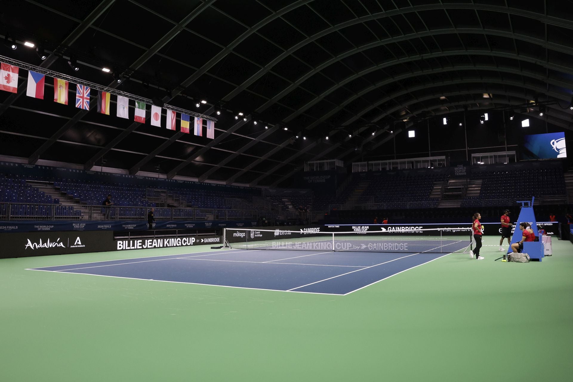 Las fotos de cómo queda la pista de tenis y el montaje para la Billie Jean King en Málaga