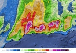 Mapa de posibles acumulados en la provincia, elaborado por el servicio Hidrosur de la Junta.