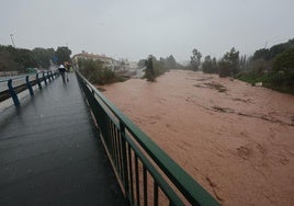 Caudal del río en Campanillas este miércoles.