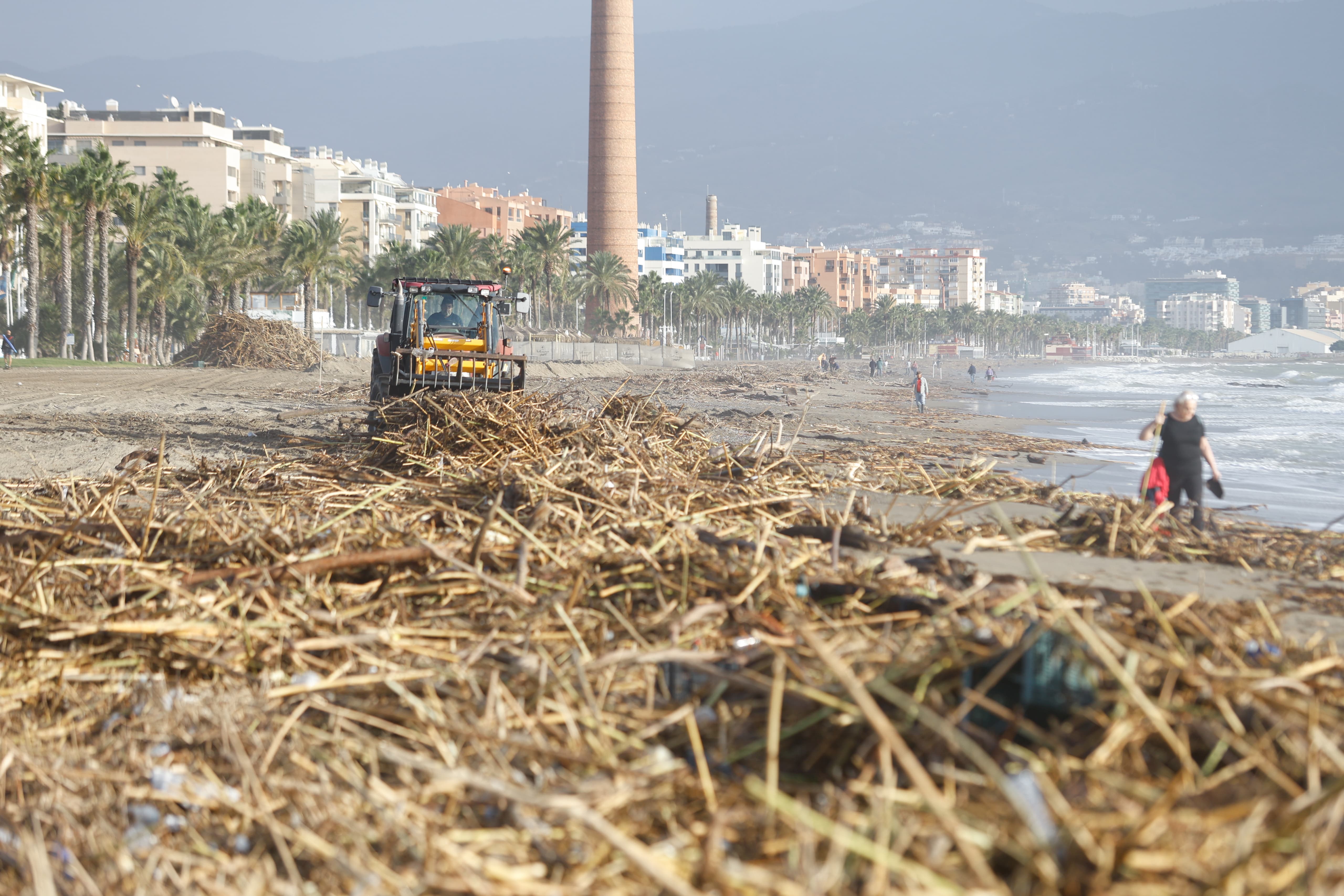 Arranca la limpieza de playas tras el paso de la DANA en Málaga