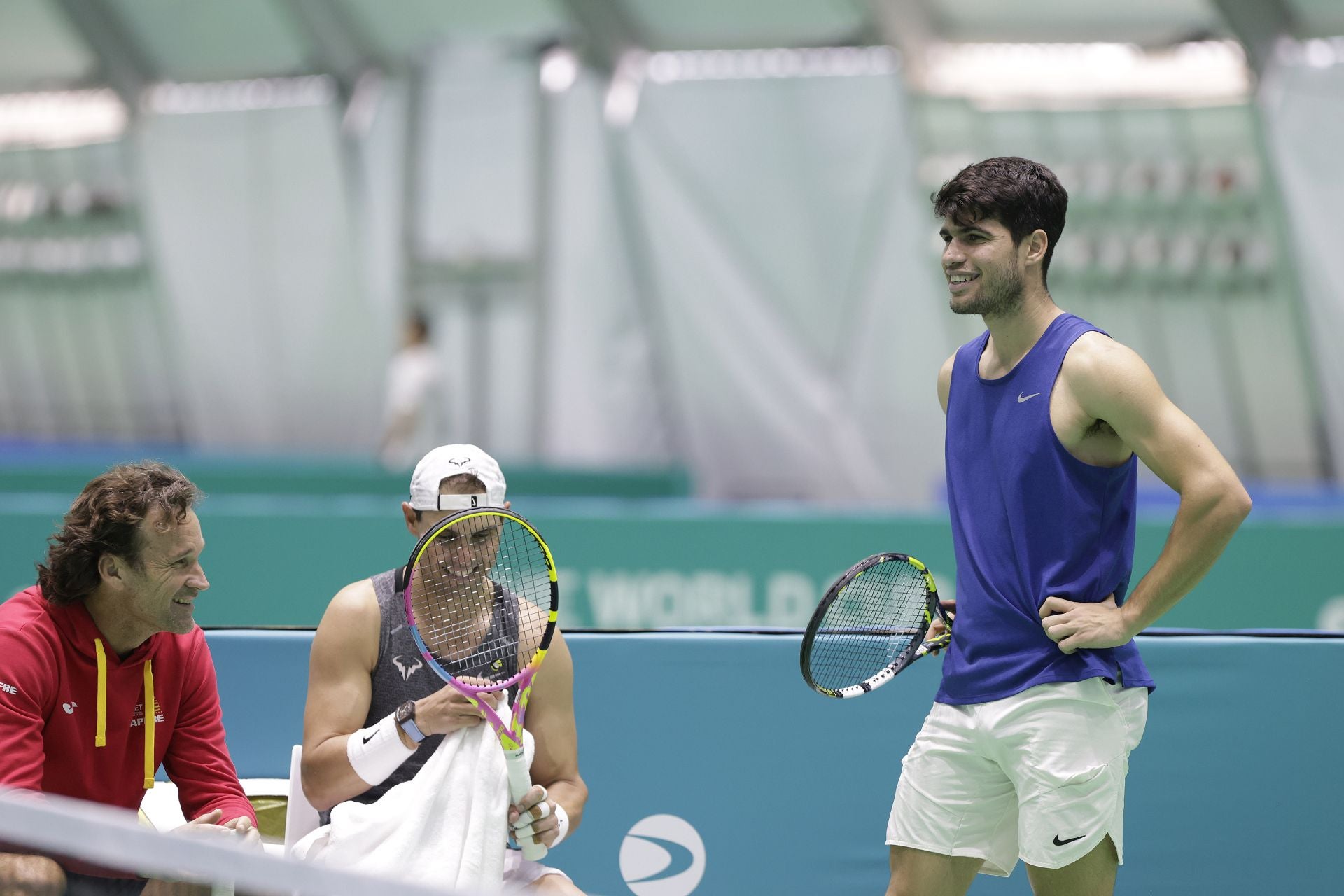 Nadal y Alcaraz, juntos en Málaga: España ya se entrena al completo para la Davis