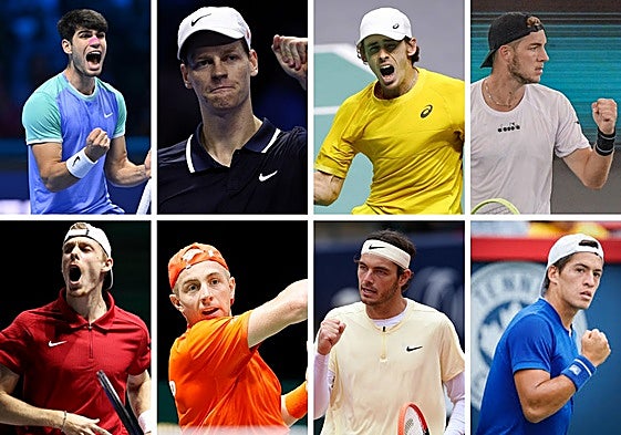 Rafa Nadal, Jannik Sinner, Alex de Miñaur, Jan-Lennard Struff, Denis Shapovalov, Tallon Griekspoor, Taylor Fritz y Sebastián Báez.