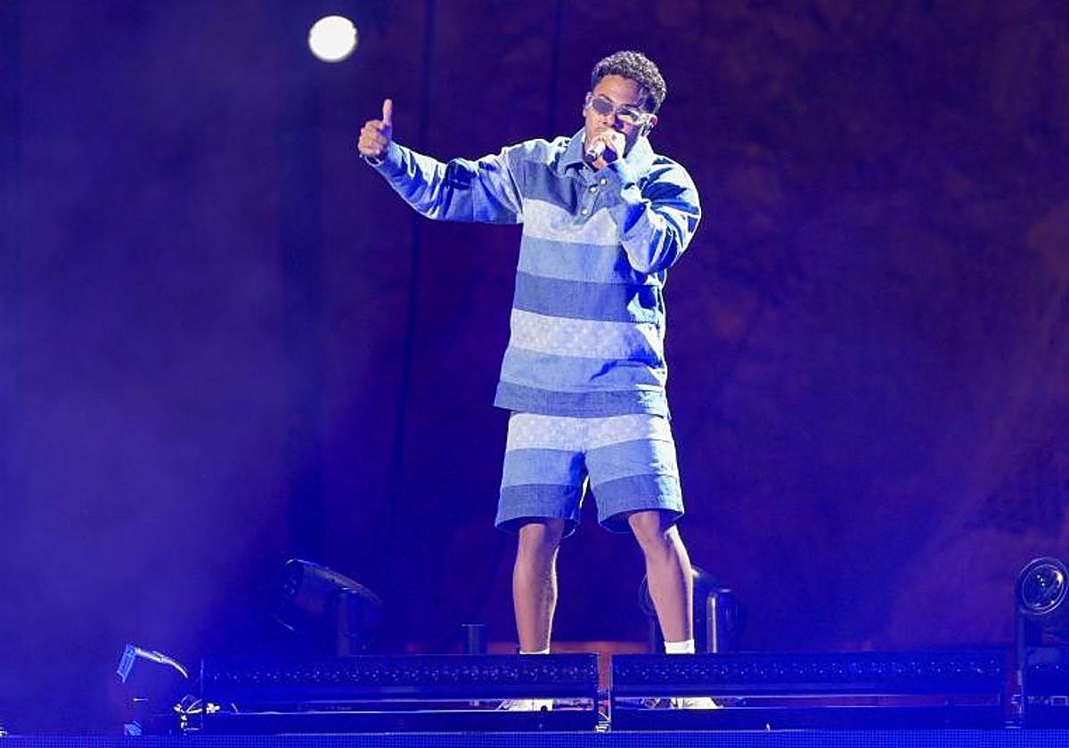 Myke Towers, durante su concierto en el festival Starlite el pasado mes de julio.