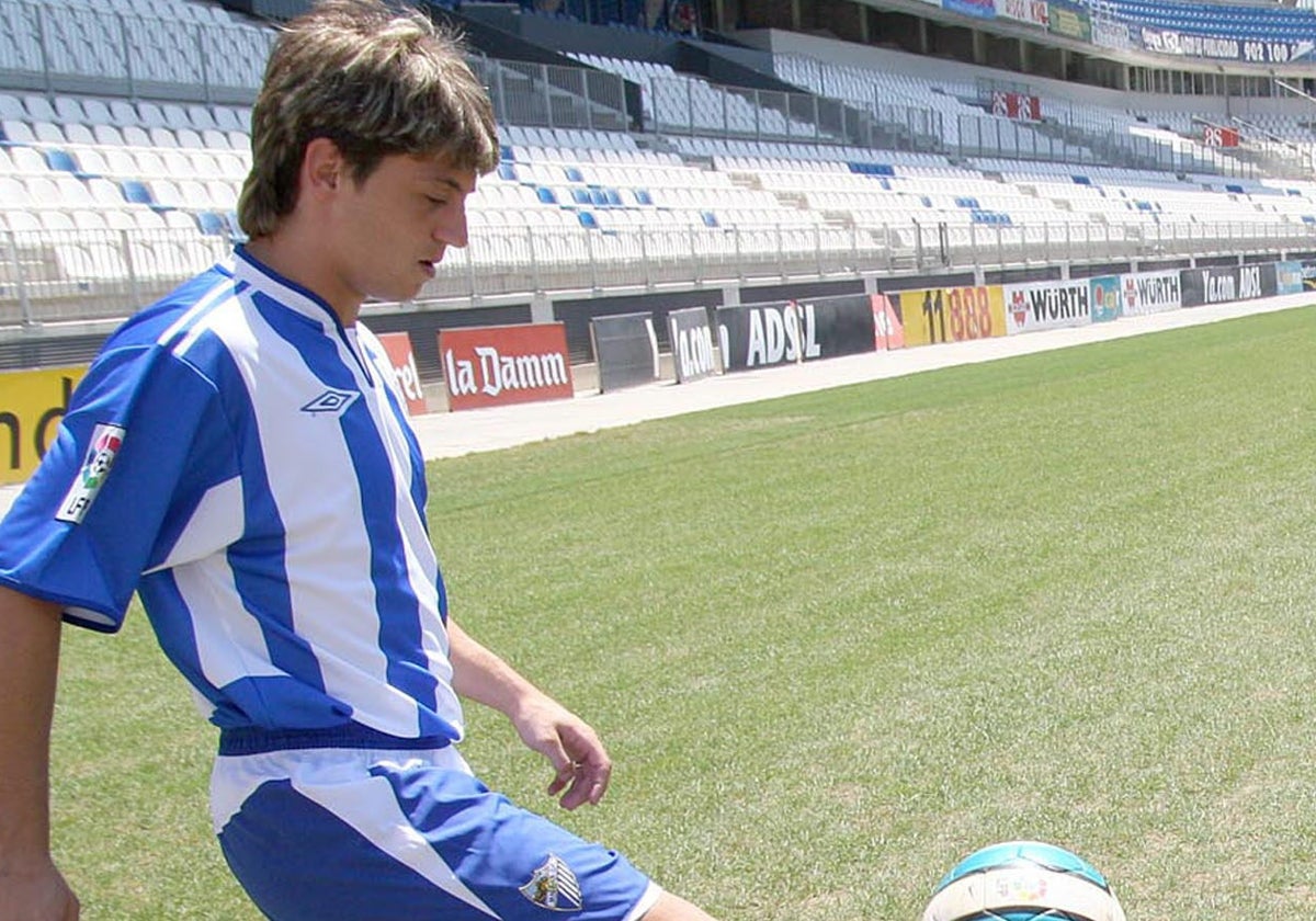 El exmalaguista Jonathan Valle, en su presentación como jugador del Málaga.