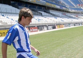 El exmalaguista Jonathan Valle, en su presentación como jugador del Málaga.