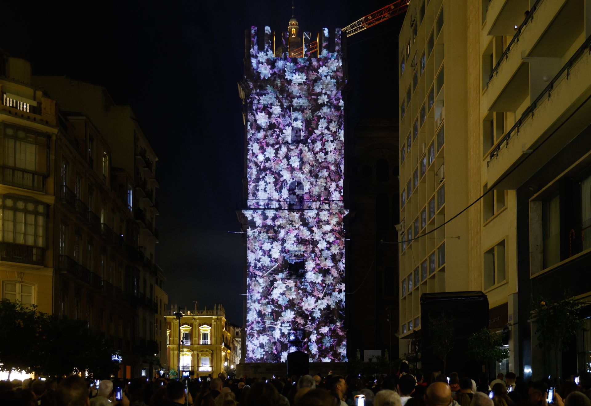 El videomapping de la Catedral de Málaga se estrenó este domingo