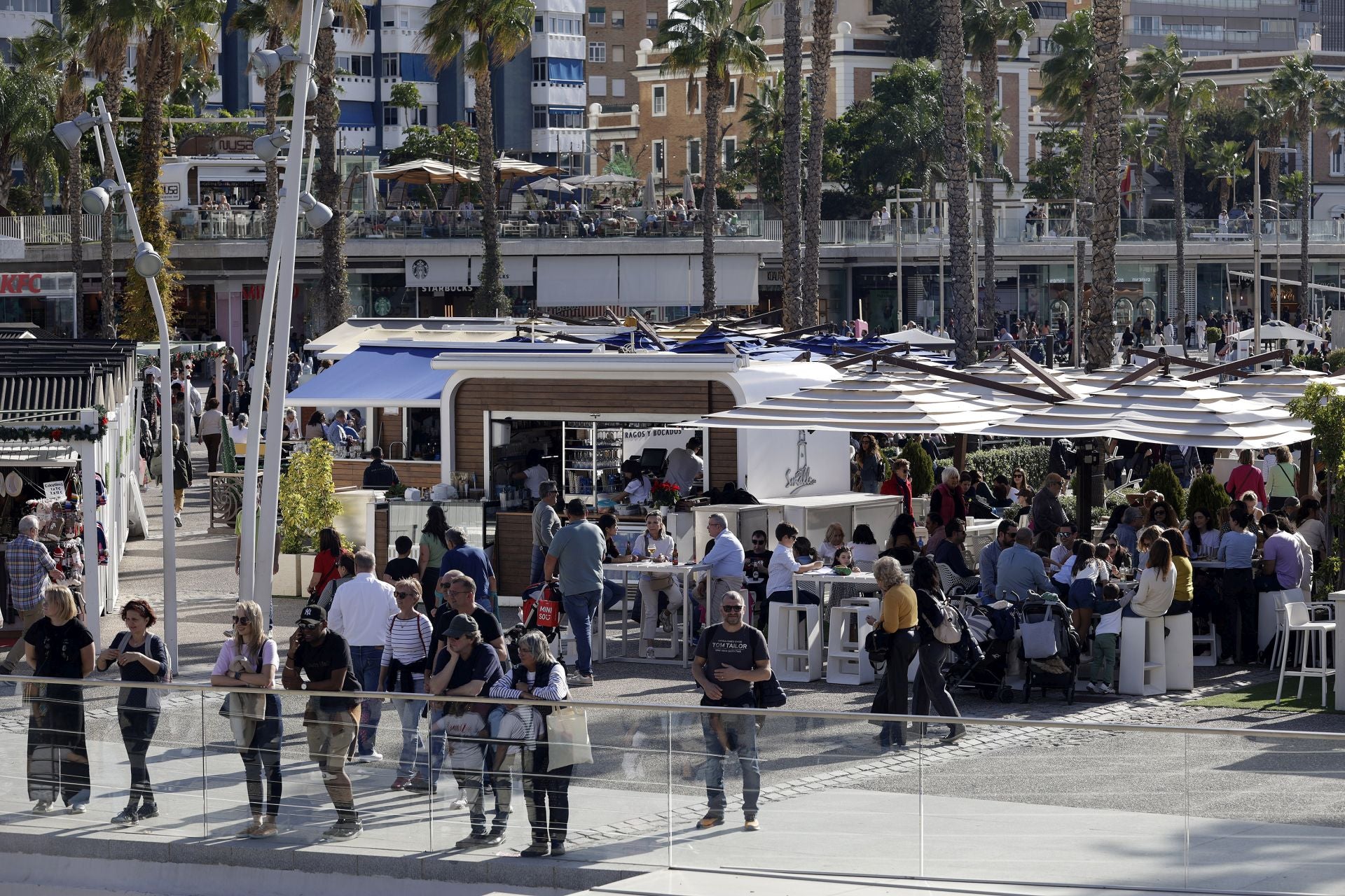 La Navidad y el buen tiempo llenan el centro de Málaga en pleno puente