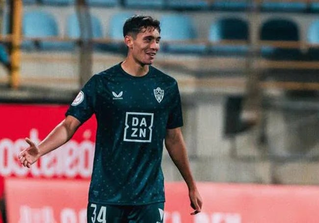 Rubén Quintanilla, uno de los canteranos más prometedores del Almería, en el encuentro de Copa del Rey frente a la Cultural Leonesa.