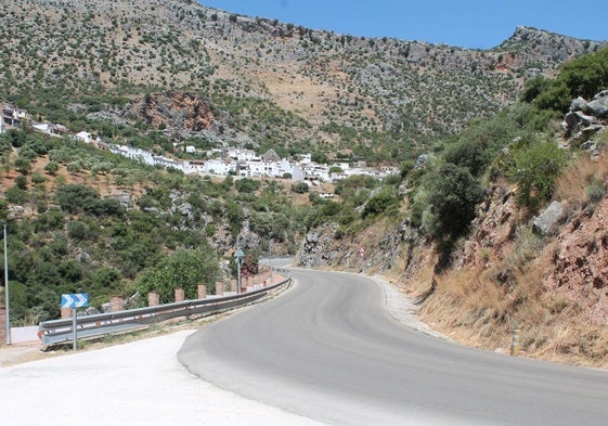 Carretera de acceso a Benaoján, un pueblo situado a los pies de la sierra de Juan Diego.