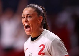 Marta López, con la selección española.