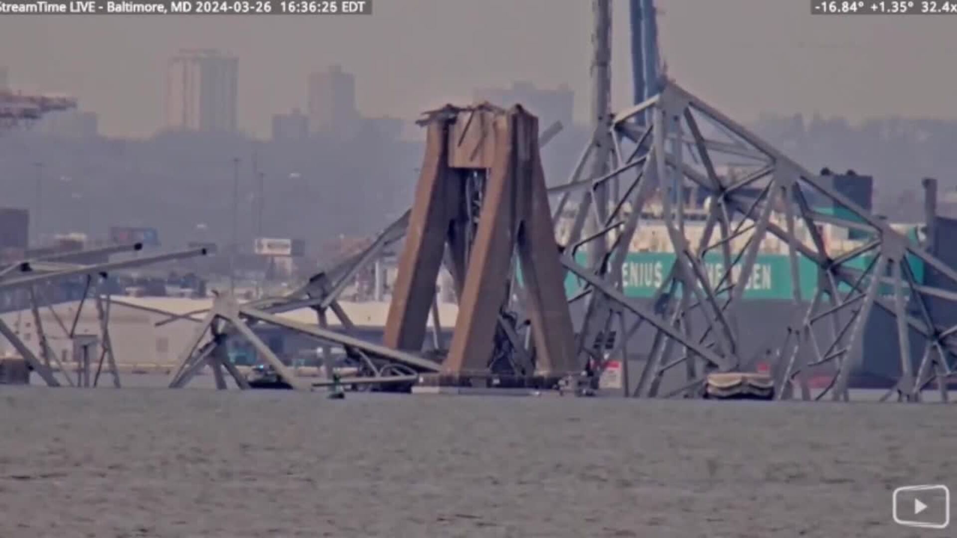 Continúa la búsqueda de los seis desaparecidos tra el accidente en el puente de Baltimore