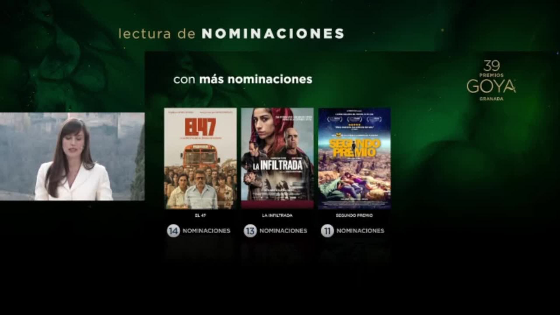 'El 47', 'La infiltrada' y 'Segundo Premio' acaparan las nominaciones a los Goya