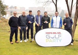 El presidente de la Mancomunidad, Manuel Cardeña y el ex futbolista, Luis Figo, entre otros participantes de la Costa del Sol Golf Party en Madrid.