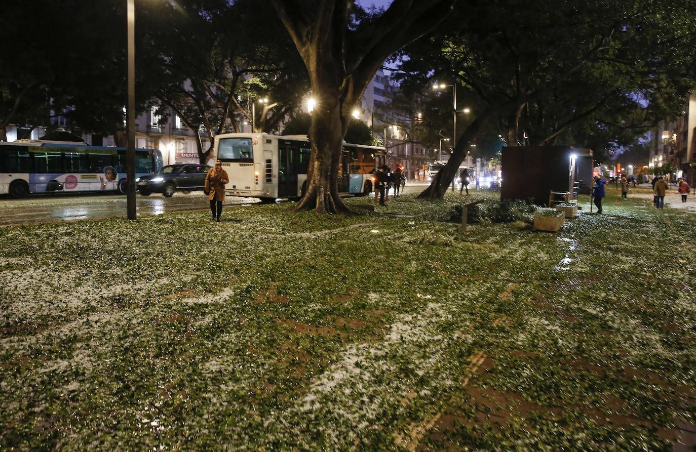 Cinco años de la histórica granizada que pintó de blanco las calles del Centro de Málaga