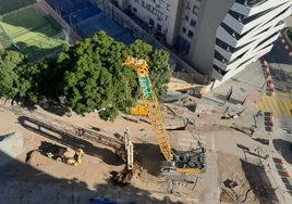 Obras de construcción del metro en la calle Hilera.