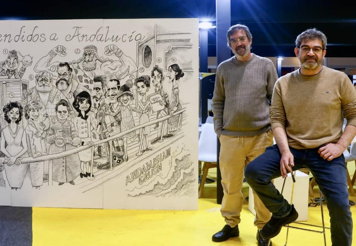 El cómic gigante de algunos de los grandes personajes que visitaron Andalucía realizado por los hermanos Idígoras conquistó Fitur::.