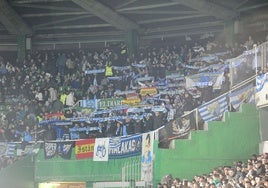 Aficionados del Málaga en el último desplazamiento con su equipo en El Sardinero.