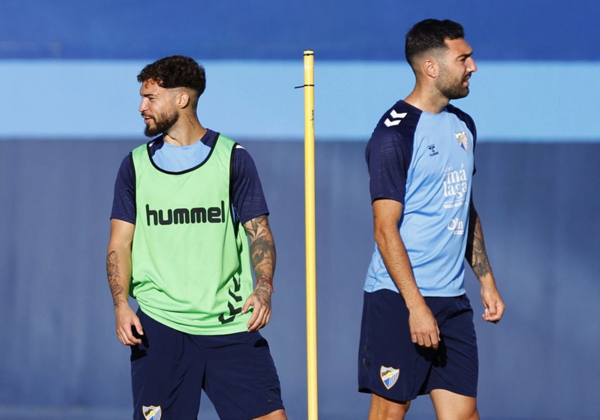 Dani Sánchez y Álex Pastor, dos de los apercibidos, en un entrenamiento.