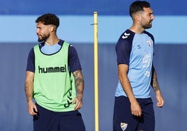 Dani Sánchez y Álex Pastor, dos de los apercibidos, en un entrenamiento.