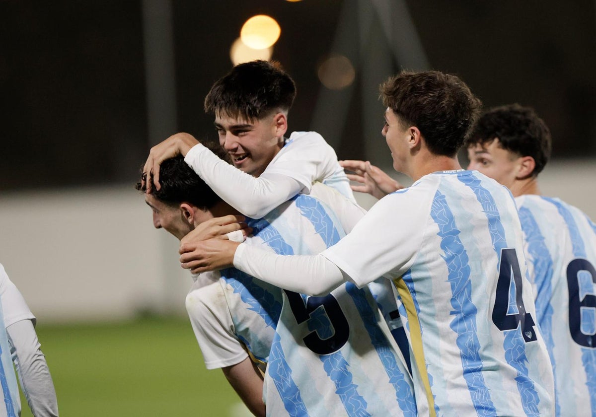 Los juveniles celebran un gol al Mallorca en la anterior ronda, la de octavos de final.