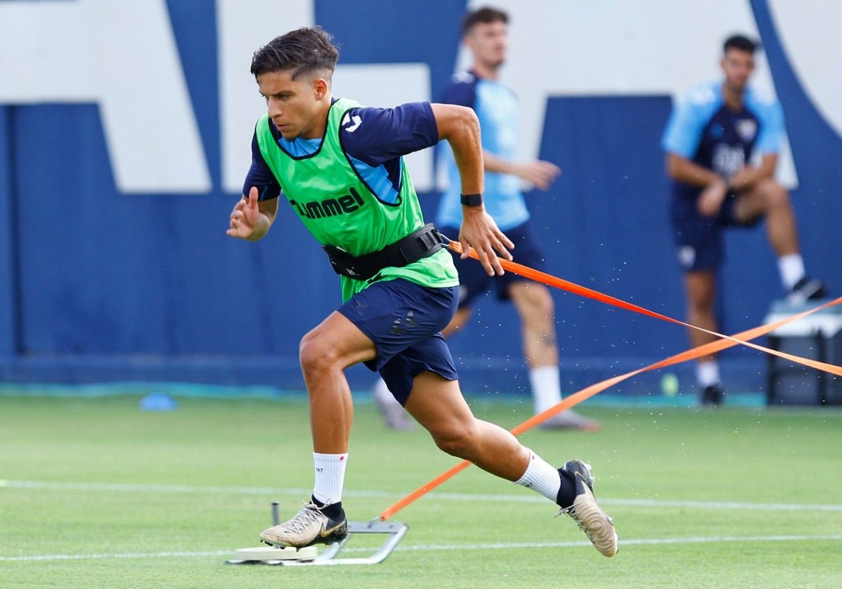 Haitam, durante un reciente entrenamiento del Málaga.