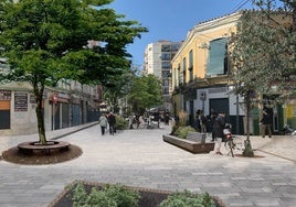 Recreación de la calle San Bartolomé, en El Molinillo, tras su peatonalización.