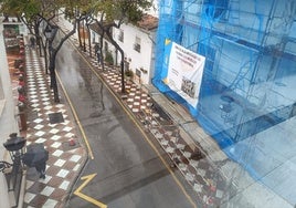 Obras en el edificio consistorial, que se ha visto afectado por las lluvias.